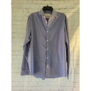 Men's Mizzen + Main Standard Fit Blue, Red and White Plaid Button Down Large